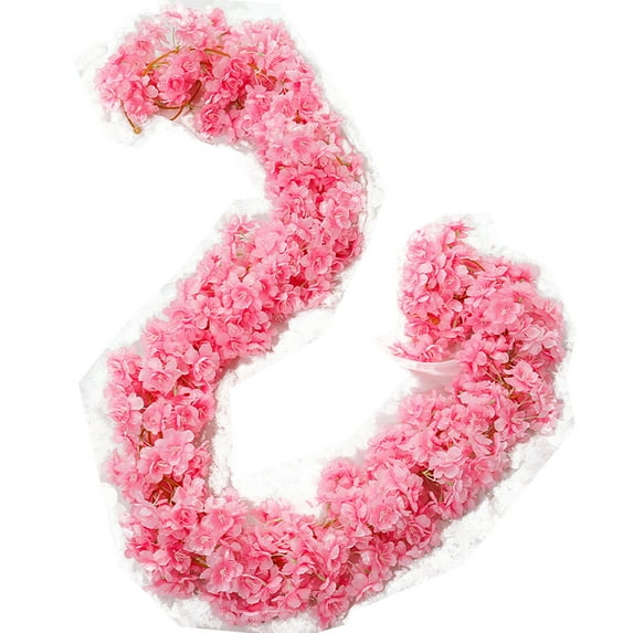 Hvmvliv Valentine's Day Rattan Garland with Artificial Cherry Blossoms - 70 Inch Plastic Hanging Decor for Fireplace Tree Indoor Home Thanksgiving Party Pink