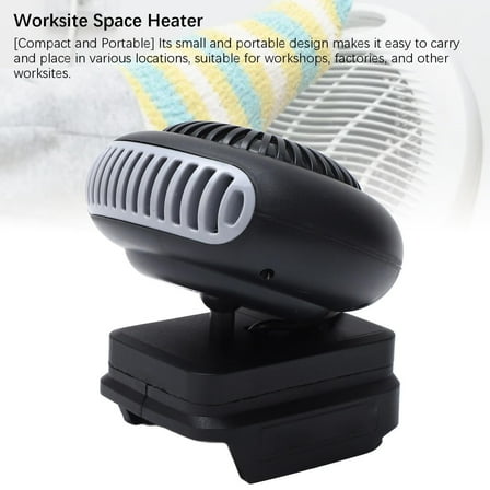 Hvmvliv Vehicle Heater Battery Warmer Heater, Outdoor Hand Warmer Fan, Wireless Portable, Fast Heating, Compact, Overheat Protection for Personal Use Black