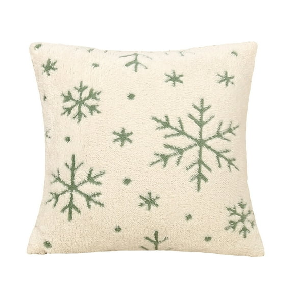 Hvmvliv Velvet Snowflake Christmas Pillow for Living Room Sofa - Polyester Cushion Cover in Red, Gray, or Green, Soft and Wrinkle-Resistant for Home Fabric Decoration Green