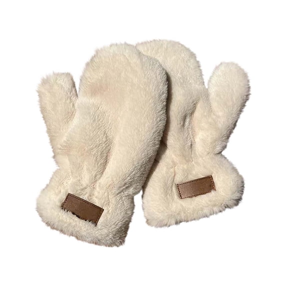 Hvmvliv Warm Gloves Plush Rabbit Hair Winter Gloves - Ultra Soft & Windproof for Maximum Warmth in Cold Weather Beige