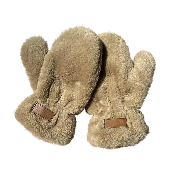 Hvmvliv Warm Gloves Plush Rabbit Hair Winter Gloves - Ultra Soft & Windproof for Maximum Warmth in Cold Weather Beige