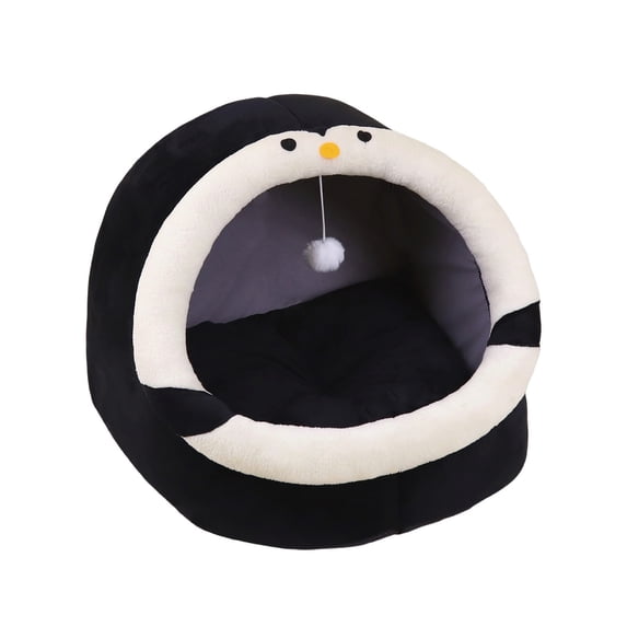 Hvmvliv Winter Covered Cat Bed with A Plusher Balls Soft Comfy Cat Beds for Indoor Cats Washable Pet Cushion for Winter Warm Multicolor, 11.8x11.8 in