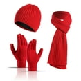 thumbnail image 1 of Hvmvliv Winter Gloves Set Unisex Knitted Winter Set - Thick Wool Hat, Scarf & Gloves 3-Piece Cold Weather Combo Red, 1 of 1