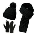thumbnail image 1 of Hvmvliv Winter Gloves Set Women's 3-Piece Winter Set - Beanie Hat, Long Knit Scarf & Touchscreen Gloves, Perfect Christmas Gift Black, 1 of 1