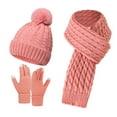 thumbnail image 1 of Hvmvliv Winter Gloves Set Women's 3-Piece Winter Set - Beanie Hat, Long Knit Scarf & Touchscreen Gloves, Perfect Christmas Gift Pink, 1 of 1