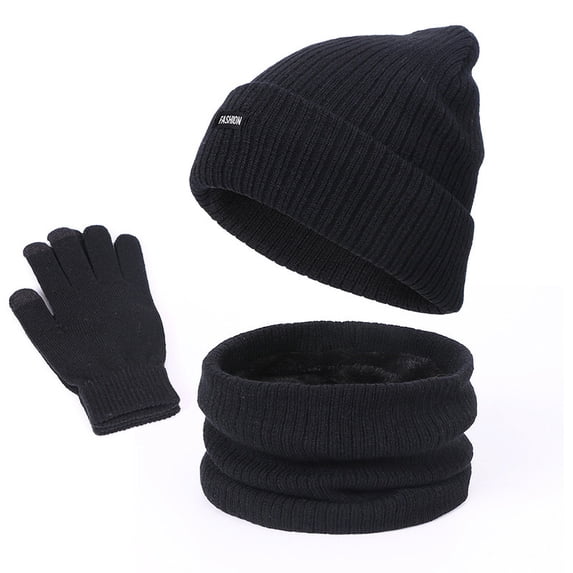 Hvmvliv Winter Gloves Set Women's Christmas Winter Set - Beanie, Neck Scarf & Touchscreen Gloves - Ideal Holiday Gift Package Black