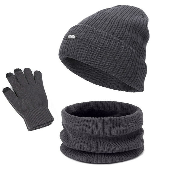 Hvmvliv Winter Gloves Set Women's Christmas Winter Set - Beanie, Neck Scarf & Touchscreen Gloves - Ideal Holiday Gift Package Gray