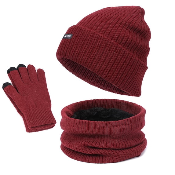 Hvmvliv Winter Gloves Set Women's Christmas Winter Set - Beanie, Neck Scarf & Touchscreen Gloves - Ideal Holiday Gift Package Red
