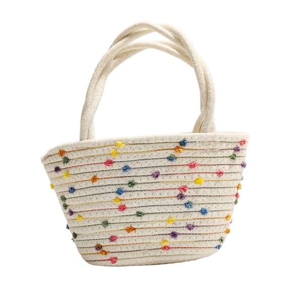 Hvmvliv Woven Handle Beach Tote Bag,Fashionable Handbag for Vacation,Casual Outings and Beach Days,Bottom:3.54X6.69in,Height (With Handle):11.02in Multicolor-A
