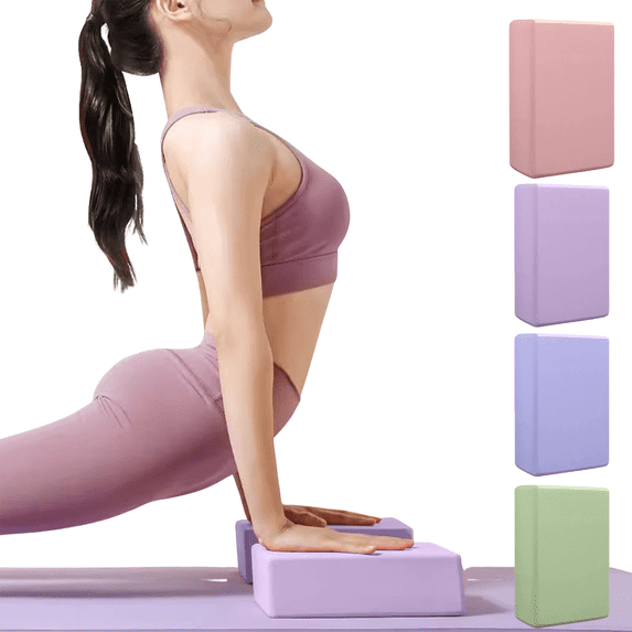 Hvmvliv Yoga Block High Density EVA Yoga Block for Stretching and Pilates, Non Slip Waterproof Foam Exercise Brick for Balance Support and Posture Training Purple