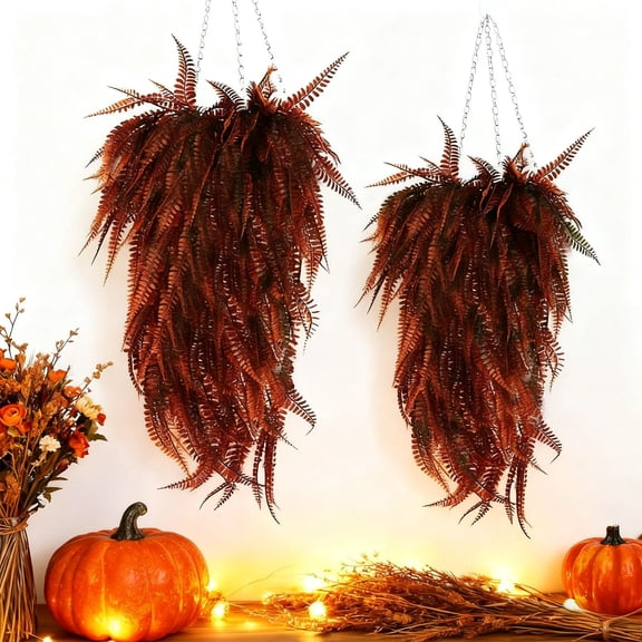 Hvmvliv Artificial Flowers Fall Style hanging Vine,Persian Grass Ivy,Thanksgiving Wall Decor,Warm Tone,No Maintenance for Doorway,Hallway,Window Sill,33in Red