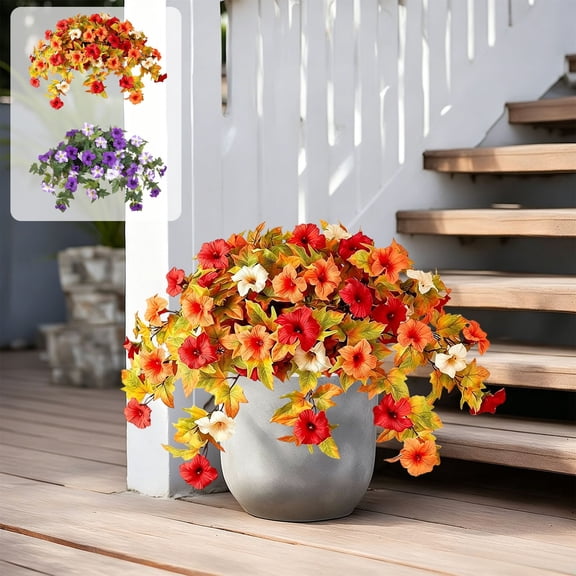 Hvmvliv Artificial Flowers Fall Style hanging Flower Outdoors Uv Resistant,Puffy Bougainvillea Style for Garden,Balcony,Wedding,Party,15.75X3.15X3.15in Orange