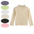 thumbnail image 1 of Hvobtty Girls Casual Long Sleeved T-shirts Fall Winter Solid Color Round Neck Pullover Blouse, 1 of 6