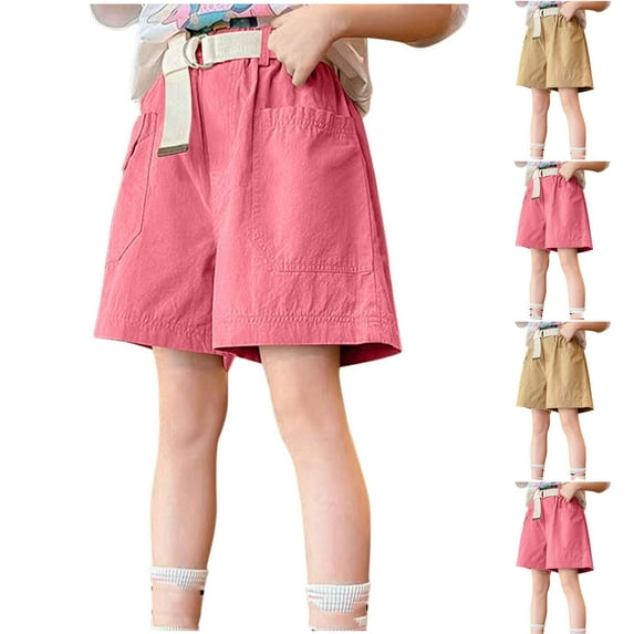 Hvobtty Girls' Casual Shorts Pants, Toddler Summer Short Pants, Girls' Clothing Summer Elastic Shorts Sports Pants Casual Pants Children's Pants Children's Outerwear Khaki 11-12 Years