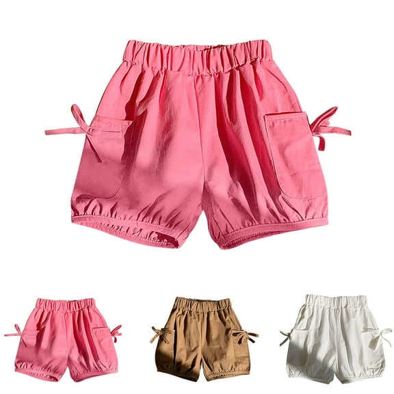 Hvobtty Girls' Casual Shorts Pants, Toddler Summer Short Pants, Toddler Kids Fashion Solid Color Summer Leisure Pants Shorts White 12-18 Months