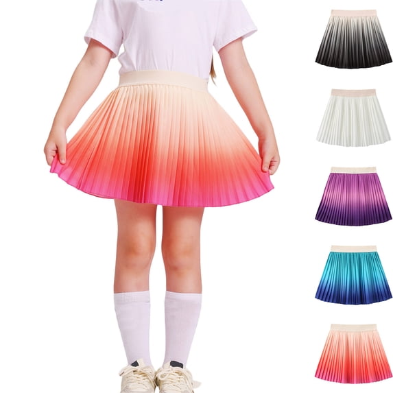 Hvobtty Girls' Half Skirts, Toddler Half Skirts, Girls' Fashion Gradient High Waisted Pleated Skirt Pants Fake Two-piece Fitness Dance Skirt Red 9-10 Years