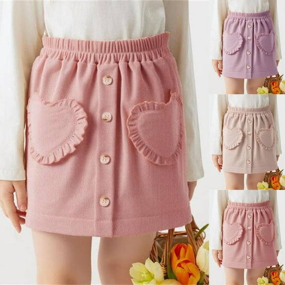 Hvobtty Girls' Leisure Sports Short Skirts, Toddler Half Skirts, Fashionable Children's Solid Color Skirt for Girl Summer Elastic Waist Casual and Comfortable Short Skirt Pink 3-4 Years