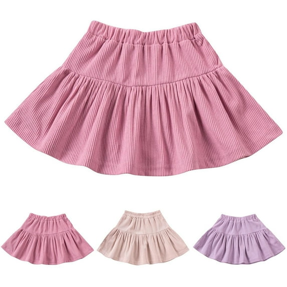 Hvobtty Girls' Leisure Sports Short Skirts, Toddler Half Skirts, Fashionable Children's Solid Color Skirt for Girl Summer Elastic Waist Casual and Comfortable Short Skirt Purple 6-7 Years
