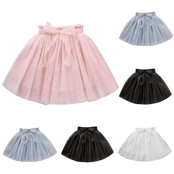 HVOBTTY Toddler Pleated Mini Skirts, Kid's Party Short Skirt, Kids Girls Casual Solid Color Versatile Puff Mesh Daily Wear Midi Skirts Gray, 7 Years