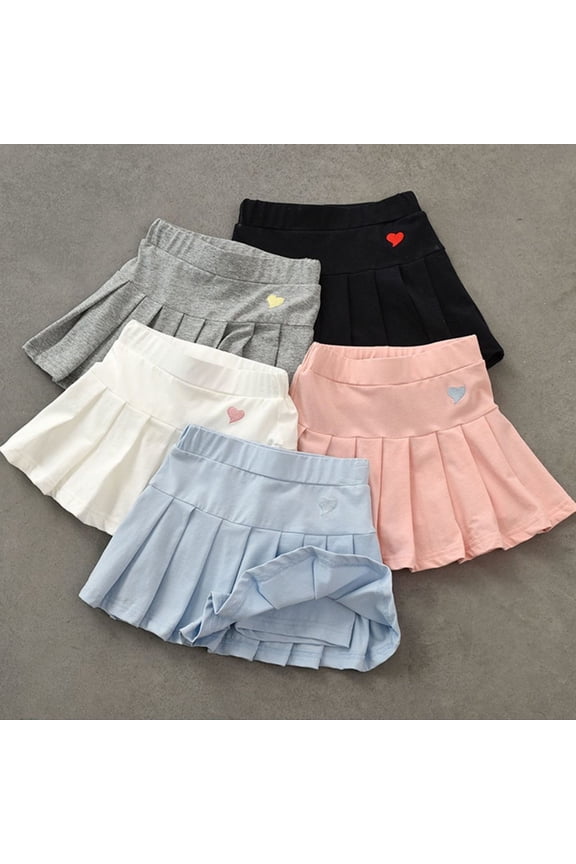 Girls' Pleated Half Skirts, Toddler Half Skirts, Child's Summer Printed Kids Girls Kids Botton Short Skirt Denim Shorts Overalls Pink 5-6 Years