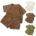 thumbnail image 1 of Hvobtty Girls' Short Sleeved Shirt Set, Toddler Outfit&nbsp;Sets, Boys and Summer Solid Color Fashion Short Sleeve Set Casual Shorts Two Piece Set Green 3-4 Years, 1 of 5