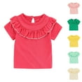thumbnail image 1 of Hvobtty Girls' Short Sleeved Top, Toddler Summer Top, Toddler Kids Fashion Solid Color Breathable Soft Flounce Short Sleeve Green 4-5 Years, 1 of 5