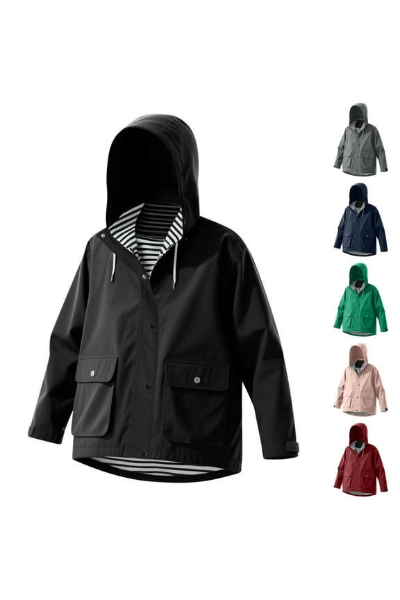 Kids Coat, Puffer Jacket Kids, Boy and Girl Solid Rain Outdoor Hooded Raincoat Windproof Green 110