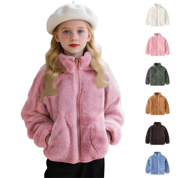 Hvobtty Kids Coat, Puffer Jacket Kids, Cute Solid Color Long-sleeved Hoodless Jacket With Pockets and Stand-up Collar For Middle and Large Children Brown 8 Years