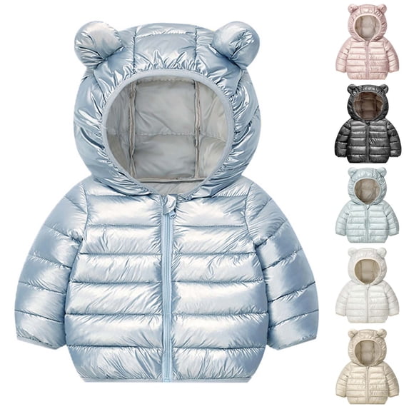 Hvobtty Kids Coat, Puffer Jacket Kids, Toddler Kids Boys Girls Winter Fleece Padded Jacket Hooded Zip Jacket Coat Black 6 Years