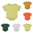 thumbnail image 1 of Hvobtty Kids Short Sleeve Rompers, Toddler Summer Rompers, Child's Summer Jumpsuit Boys and Kids Botton Short Sleeve Round Neck Solid Shorts Rompers Gold 3-6 Months, 1 of 4