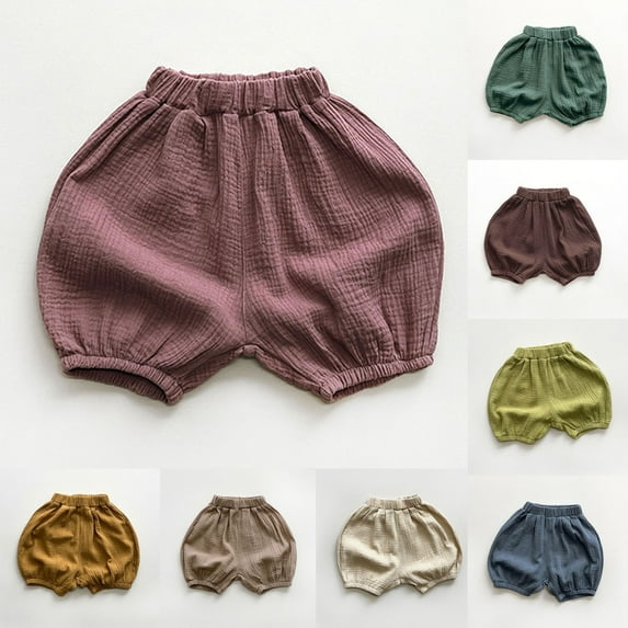 Hvobtty Toddler Casual Shorts Pants, Toddler Summer Short Pants, Children's Solid Color Linen Casual Sports Lantern Shorts Army Green 3-4 Years