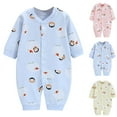 thumbnail image 1 of Hvobtty Toddler Long Sleeved Rompers, Toddler Spring and Fall Rompers, Child Printing Newborn Button-Neck Long Sleeved Long Rompers Pink 6-9 Months, 1 of 5