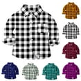 thumbnail image 1 of Hvobtty Toddler Shirts, Toddler Fall Tops, Toddler Kids Kids Boys Girl Fashion Lattice Pocket Print Long Sleeves Casual School Uniform Top Shirt White 4-5 Years, 1 of 5