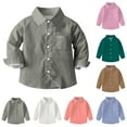 thumbnail image 1 of Hvobtty Toddler Shirts, Toddler Fall Tops, Toddler Kids Kids Boys Girl Fashion Solid Color Pocket Print Long Sleeves Casual School Uniform Brown 2-3 Years, 1 of 5