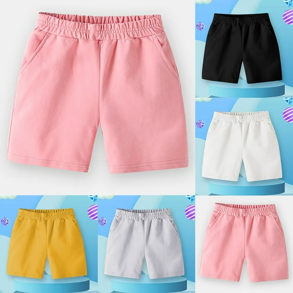 Hvobtty Toddler Sport Shorts Pants , Toddler Summer Short Pants, 3-13 Years Children's Fashion Solid Color Cute Loose Home Pants Shorts Yellow 5-6 Years