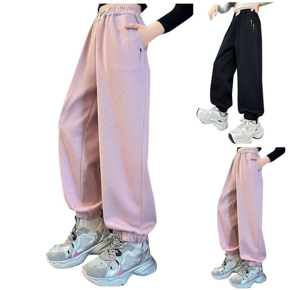 Hvobtty Toddler Sports Long Pants, Toddler Fall Pants, Children's Solid Color Pocket Ankle Tied Casual Pants Spring Pants Black 12-13 Years