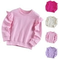 thumbnail image 1 of Hvobtty Toddler Sweatshirts, Toddler Fall Tops, Children's Flying Sleeves Solid Color Long Sleeved Round Neck Casual Loose Sweatshirt Hot Pink 5-6 Years, 1 of 4