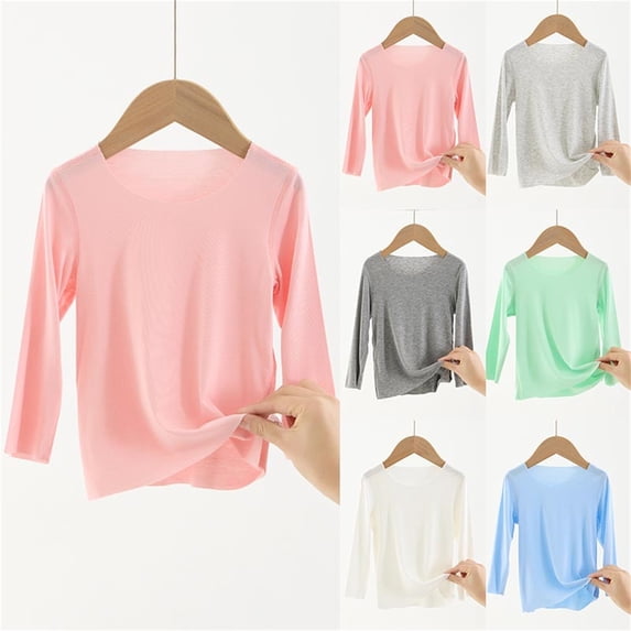 Hvobtty Toddler Pullover Long Sleeved T-shirts Fall Round-Neck Casual Soft Blouse