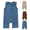 thumbnail image 1 of Hvobtty Toddler Thin Sleeveless Rompers, Toddler Summer Rompers, Toddler Kids Girls Boys Sleeveless Solid Color T-Shirt Jumpsuit Romper Navy 0-3 Months, 1 of 4