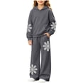 thumbnail image 1 of Hvogkswy Boys Girls Sweatsuit Floral Print Kids Sweat Suits Long Sleeve Hooded Sweatshirt & Wide Leg Sweatpant Fall Fashion Tracksuits, 1 of 7