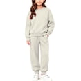 thumbnail image 1 of Hvogkswy Boys Girls Sweatsuit Solid Kids Sweat Suits Long Sleeve Crewneck Pullover Sweatshirt & Jogging Pant Fall Fashion Tracksuits, 1 of 9