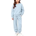thumbnail image 1 of Hvogkswy Boys Girls Sweatsuit Solid Kids Sweat Suits Long Sleeve Crewneck Pullover Sweatshirt & Jogging Pant Fall Fashion Tracksuits, 1 of 9