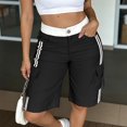 thumbnail image 1 of Hvogkswy Cargo Shorts Women, Elastic Button Zipper Waist Straight Leg Shorts with Multi Pockets Soft Loose Summer Casual Cargo Shorts, 1 of 6
