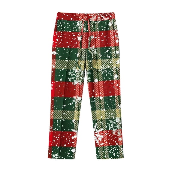 Hvogkswy Christmas Pajama Pants Women, Trendy Elastic Waist Drawstring Print Pajama Bottoms Winter Casual Home Comfy Capri Sleep Pants S-3XL
