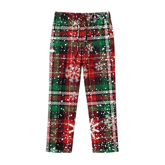 Hvogkswy Christmas Pajama Pants Women, Trendy Elastic Waist Drawstring Print Pajama Bottoms Winter Casual Home Comfy Capri Sleep Pants S-3XL