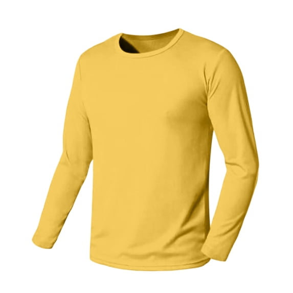 Hvogkswy Compression Shirt Men, Crew Neck Dry Workout Base Layer Undershirt Thin Stretchy Slim Comfy Long Sleeve Tops