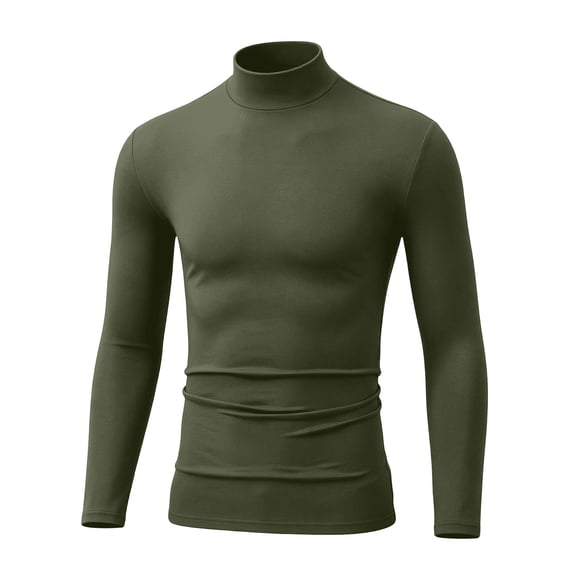 Hvogkswy Compression Shirt Men, Turtleneck Dry Workout Base Layer Undershirt Thin Stretchy Slim Comfy Long Sleeve Tops