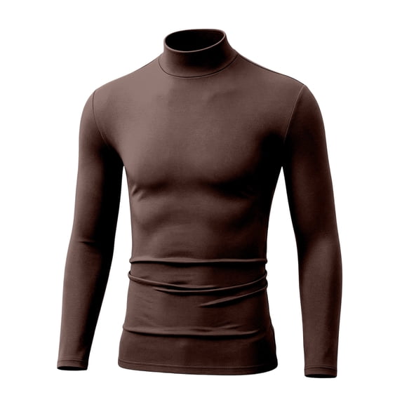 Hvogkswy Compression Shirt Men, Turtleneck Dry Workout Base Layer Undershirt Thin Stretchy Slim Comfy Long Sleeve Tops