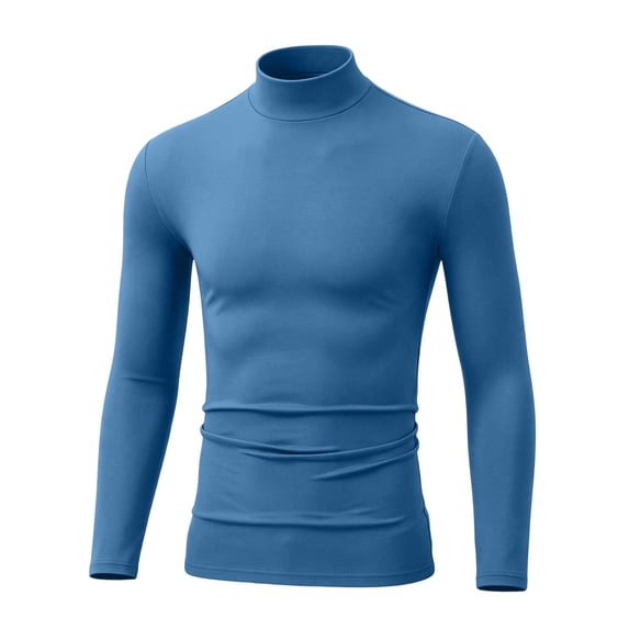Hvogkswy Compression Shirt Men, Turtleneck Dry Workout Base Layer Undershirt Thin Stretchy Slim Comfy Long Sleeve Tops