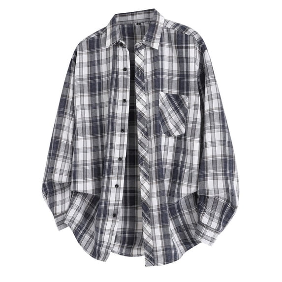 Hvogkswy Flannel Shirt for Men Lightweight Fall Plaid Shirts Long Sleeve Button Down Collared Casual Shirts with Pocket